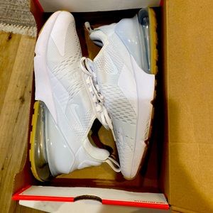 Men’s Nike AirMax 270 white with tan under soles